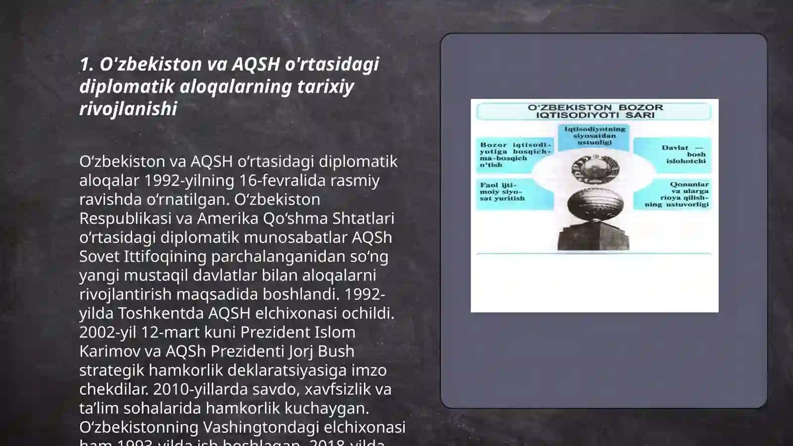 O’zbekiston va AQSH o’rtasidagi siyosiy va iqtisodiy munosabatlar 3