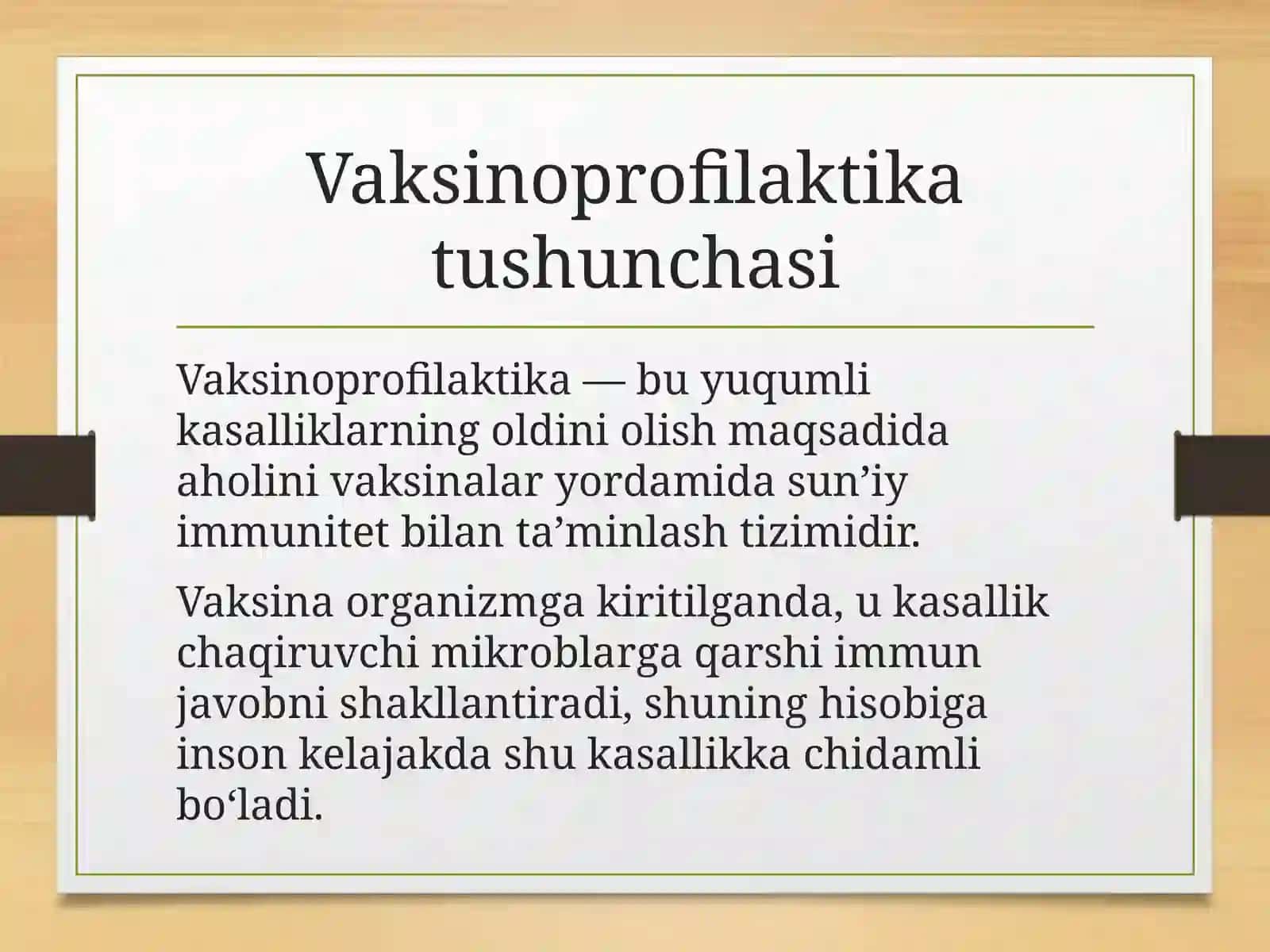 Vaksinoprofilaktika. Ko‘rsatma va qarshi ko‘rsatma. Vaksina turlari. 3