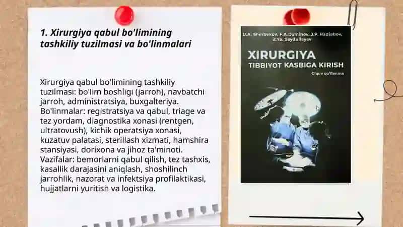 Xirurgiya qabul boʻlmi tuzulmasi vazifalari va uni ishini tashkil qilinishi 3