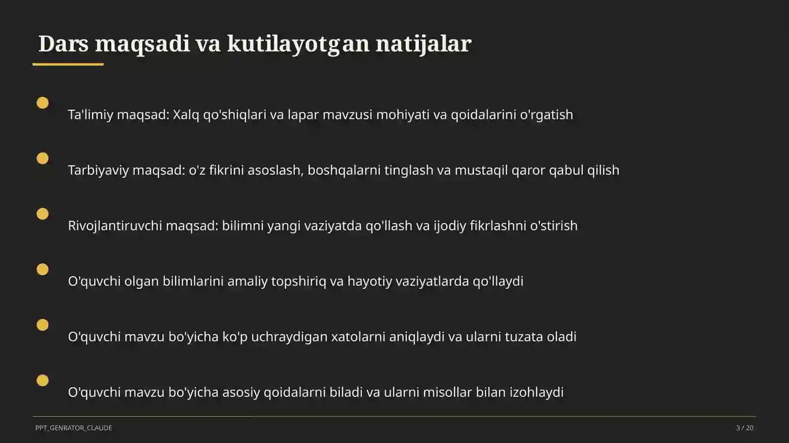 Xalq qo'shiqlari va lapar (3-sinf) 3