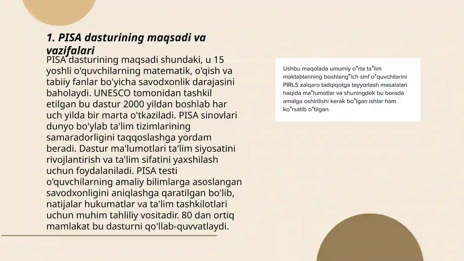 PISA xalqaro baholash dasturi mazmun va mohiyati 3