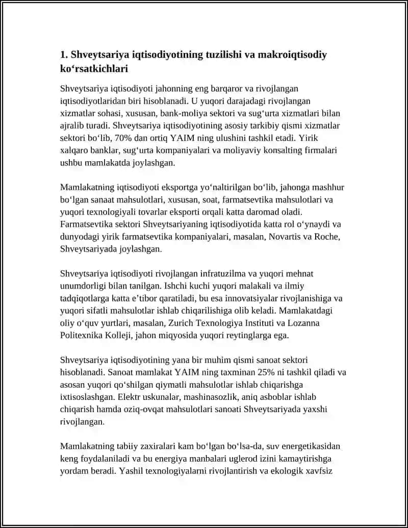 SHVEYTSARIYA IQTISODIYOTI HAQIDA MUSTAQIL ISH 3