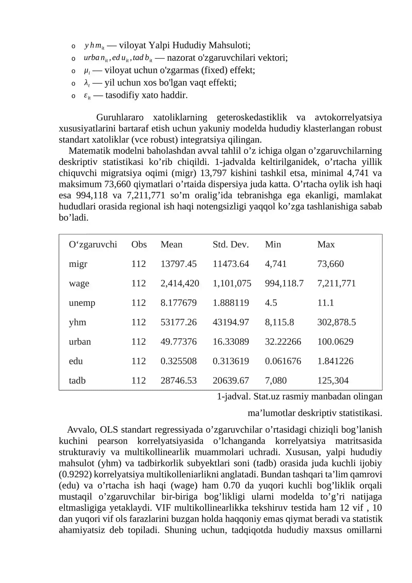 O‘zbekiston ichki migratsiyasi va hududlararo ish haqi tengsizligi — Panel Data va Fixed Effects ekonometrik tahlili (2017–2024) 3
