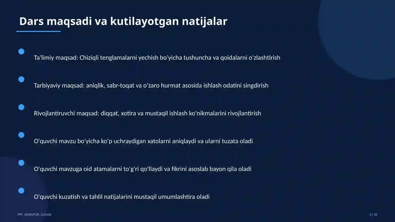 Chiziqli tenglamalarni yechish (6-sinf) 3