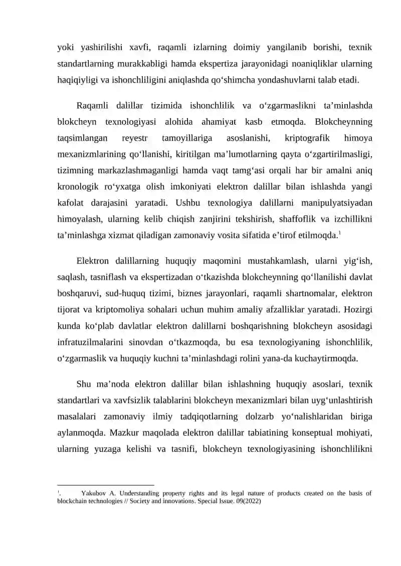 Elektron dalillar va blokcheyn ishonchlilikni ta`minlash  mexanizmlari 3
