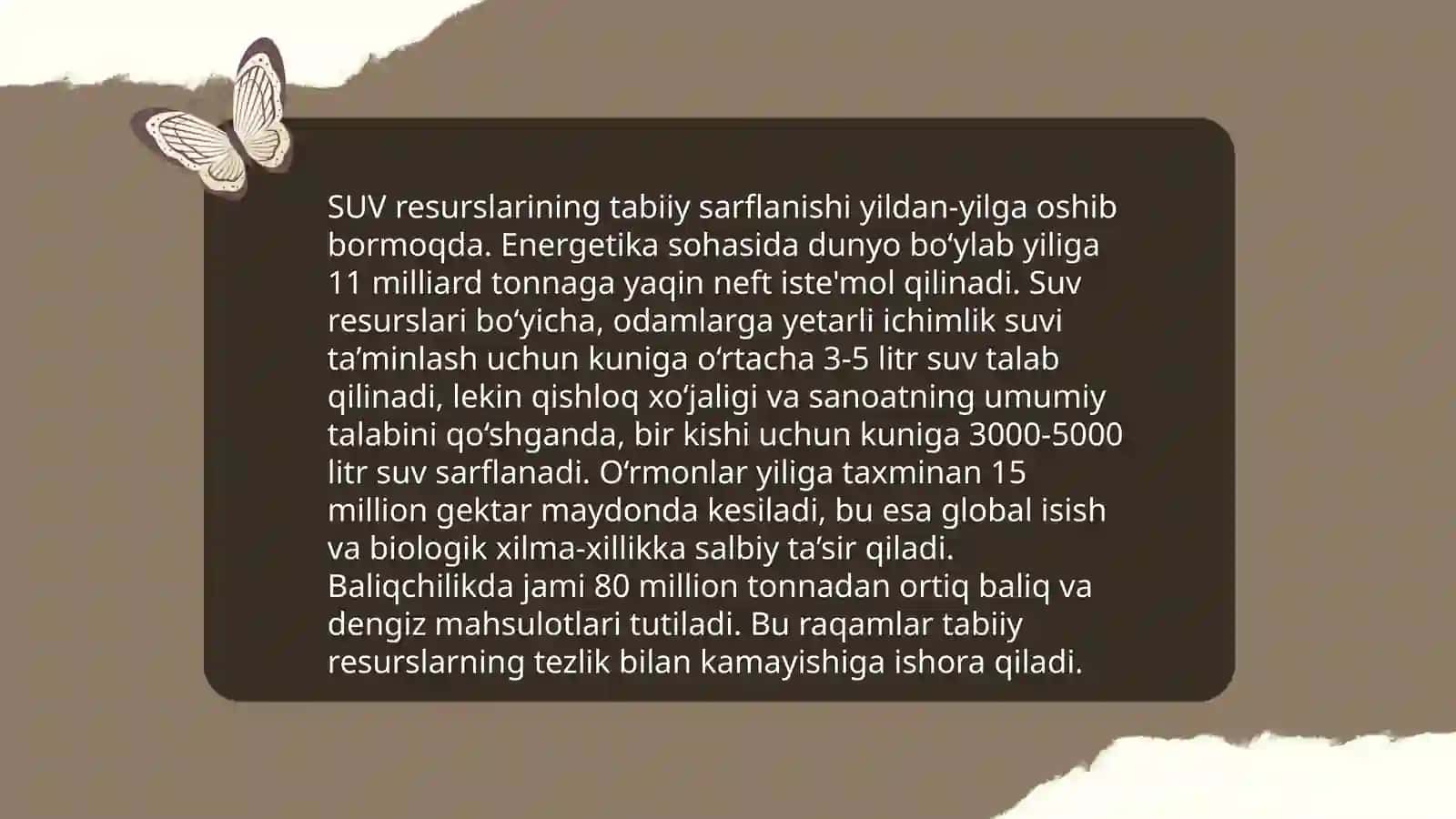 Suv resurslarining tabiiy yoki antropogen omillar taʼsirida sarflanishi 3