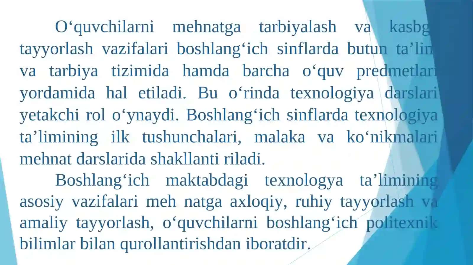 Boshlang‘ich sinflar texnologiya ta’limining maqsadi va vazifalari 3