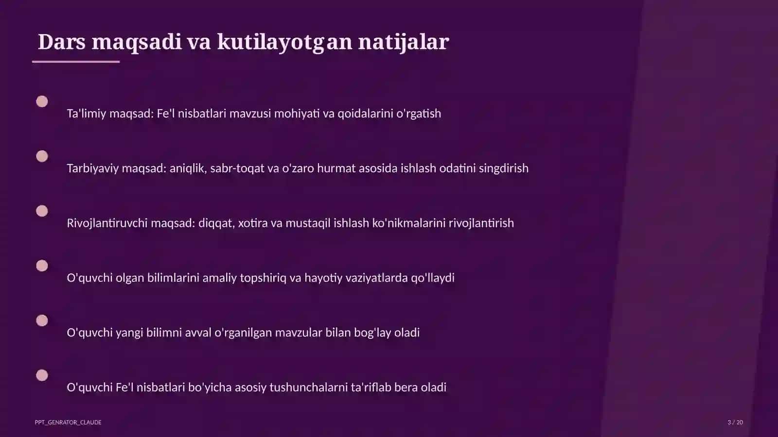 Fe'l nisbatlari (7-sinf) 3