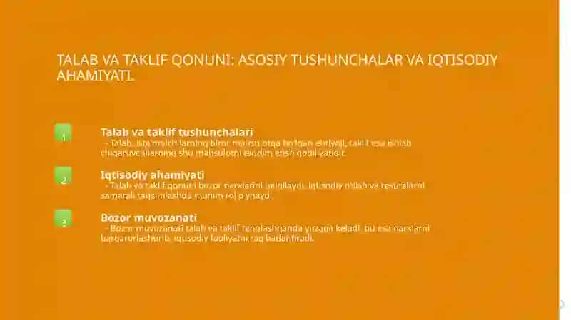 Talab va taklif qonuni: asosiy tushunchalar va iqtisodiy ahmiyat 3