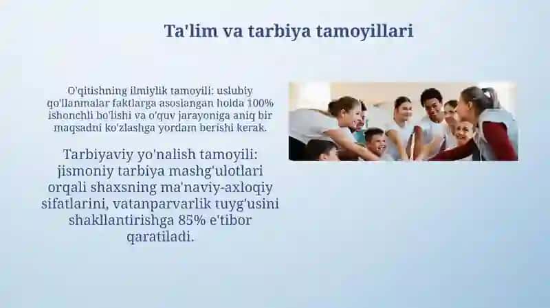 Jismoniy tarbiya tizimida Talim-tarbiya berish tamoyillari 3
