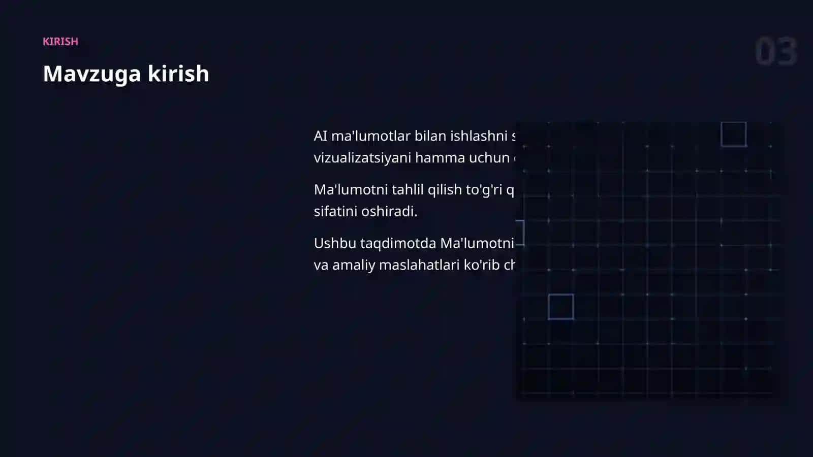 AI MA'LUMOTLAR BILAN ISHLASH 3
