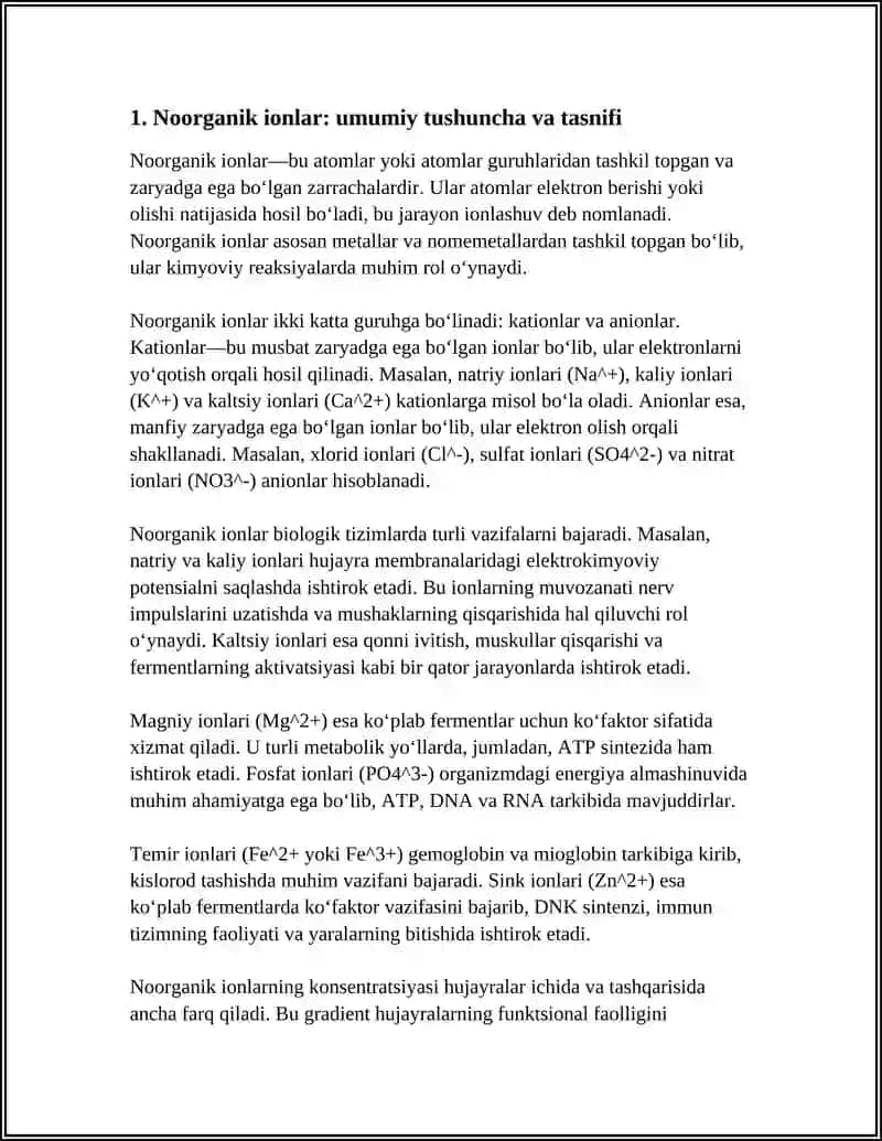 NOORGANIK IONLAR, ULARNING FUNKSIYALARI 3