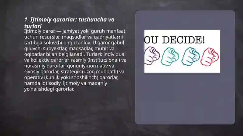 Ijtimoiy qarorlarni qabul qilish 3