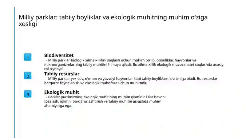 Milliy parklar haqida 3