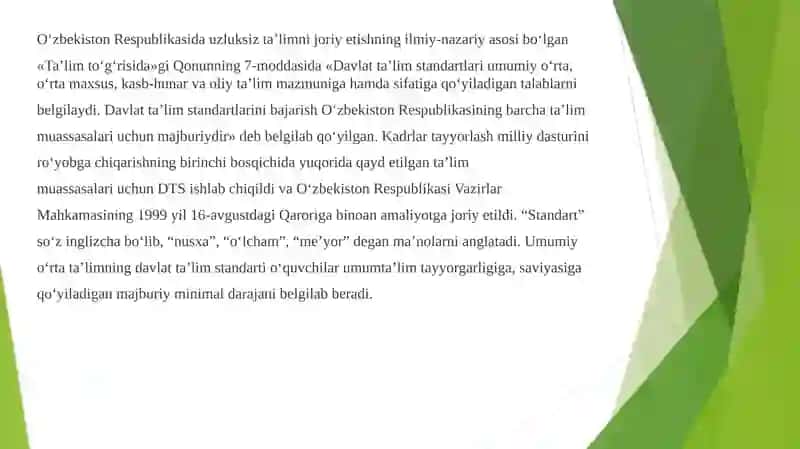 Biologiya bo’yicha davlat ta’lim standartlari, o’quv dasturlari, darsliklar va o’quv qo’llanmalarini tayyorlash va tahlil qilish 3