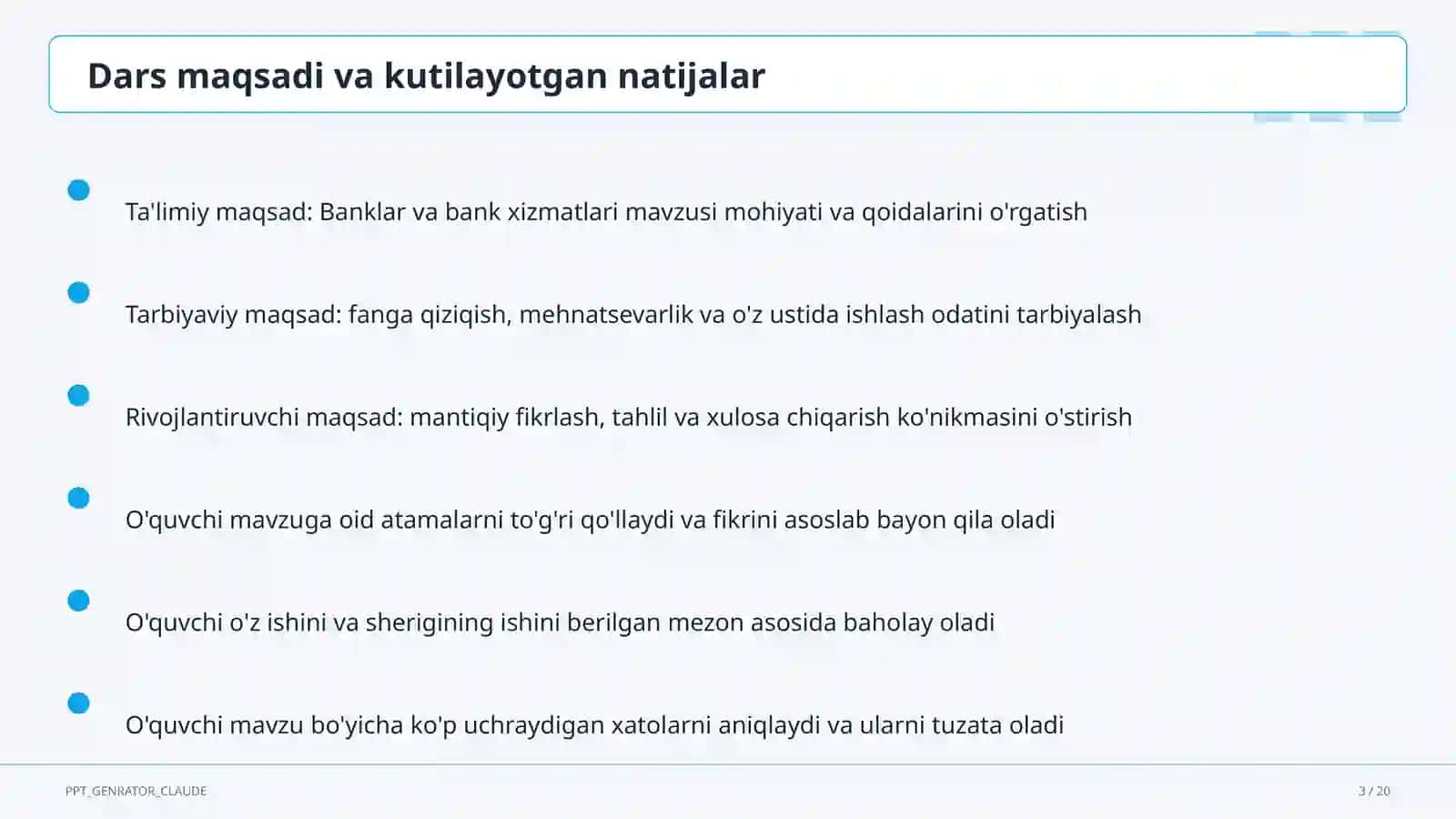 Banklar va bank xizmatlari (10-sinf) 3