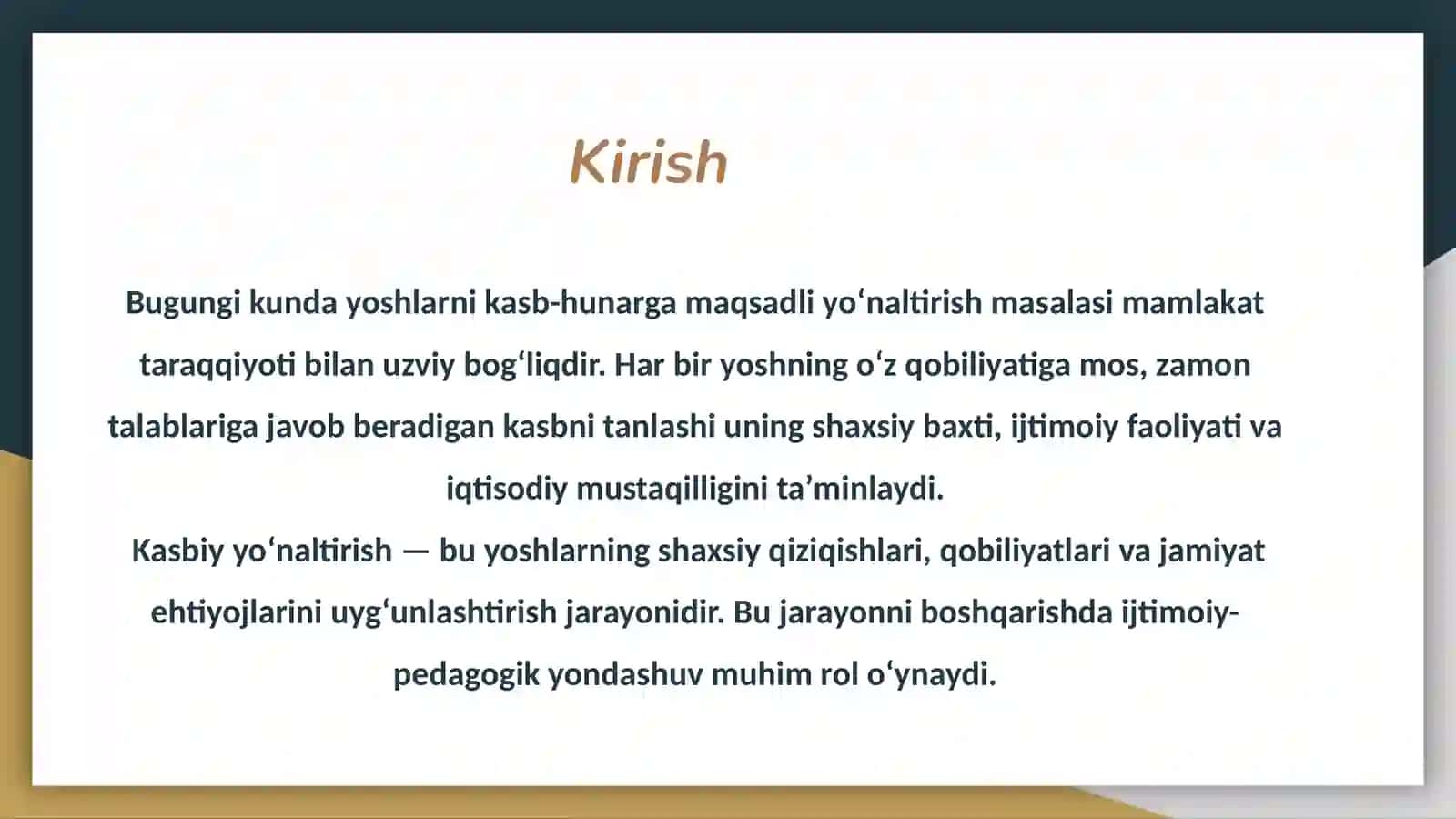 Yoshlarni kasb-hunarga maqsadli yo‘naltirishga doir ijtimoiy-pedagogik ish 3