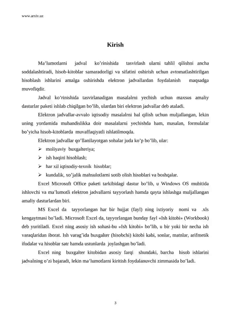 MS Excel dasturi 3