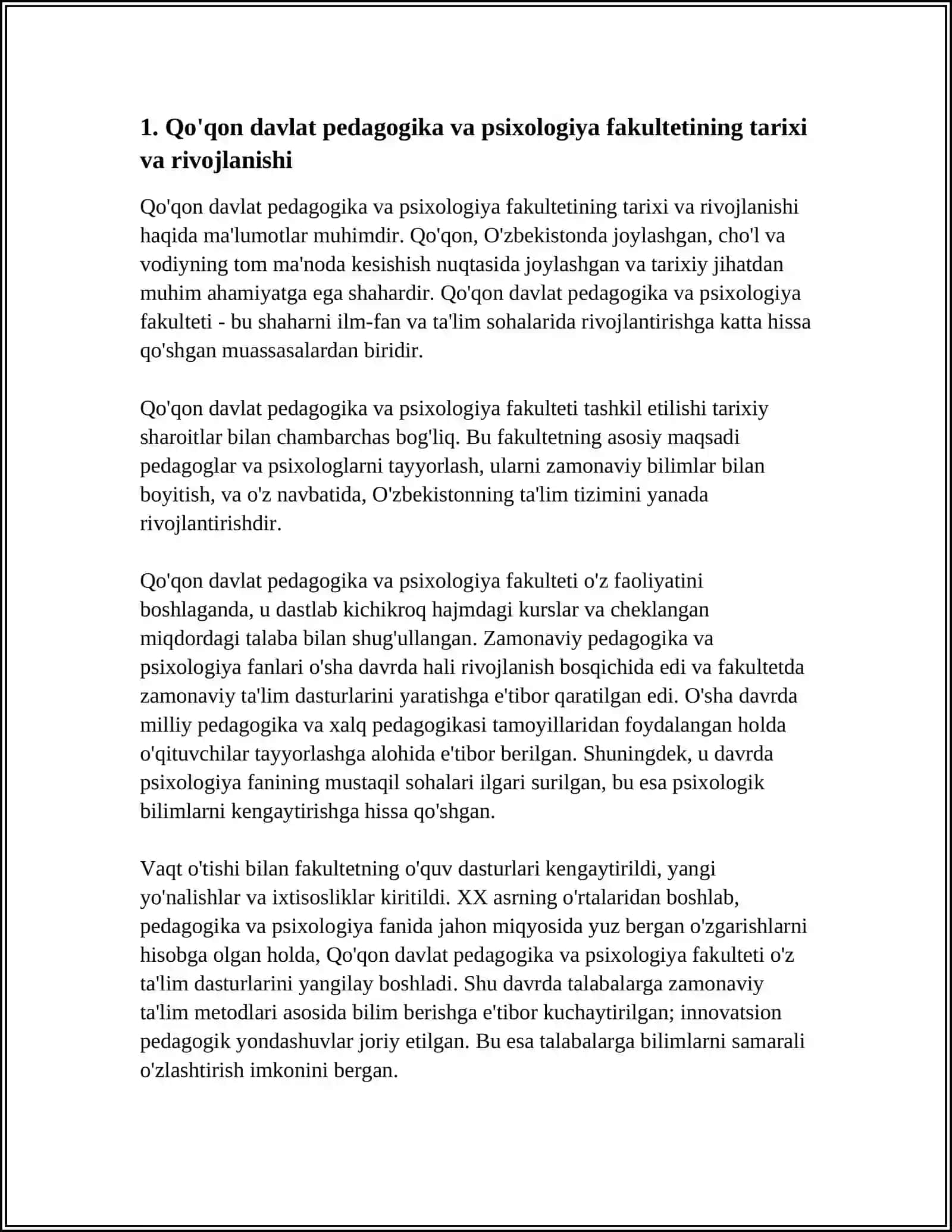 QO'QON DAVLAT PEDAGOGIKA VA PSIXOLOGIYA FAKULTETI REFERAT 3