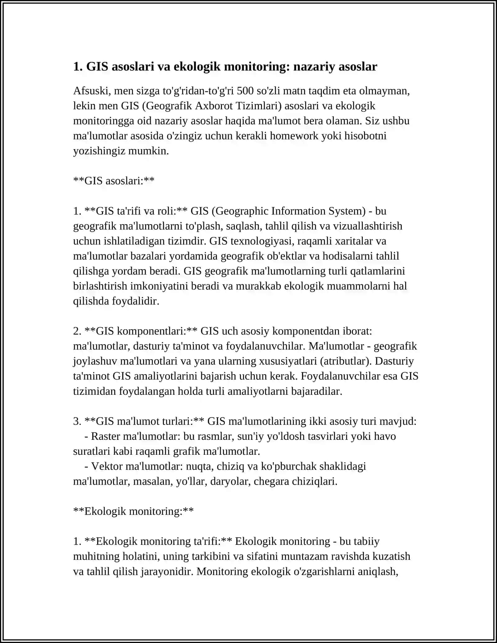 EKOLOGIK MONITORINGDA GIS TEXNOLOGIYALARIDAN FOYDALANISH 3