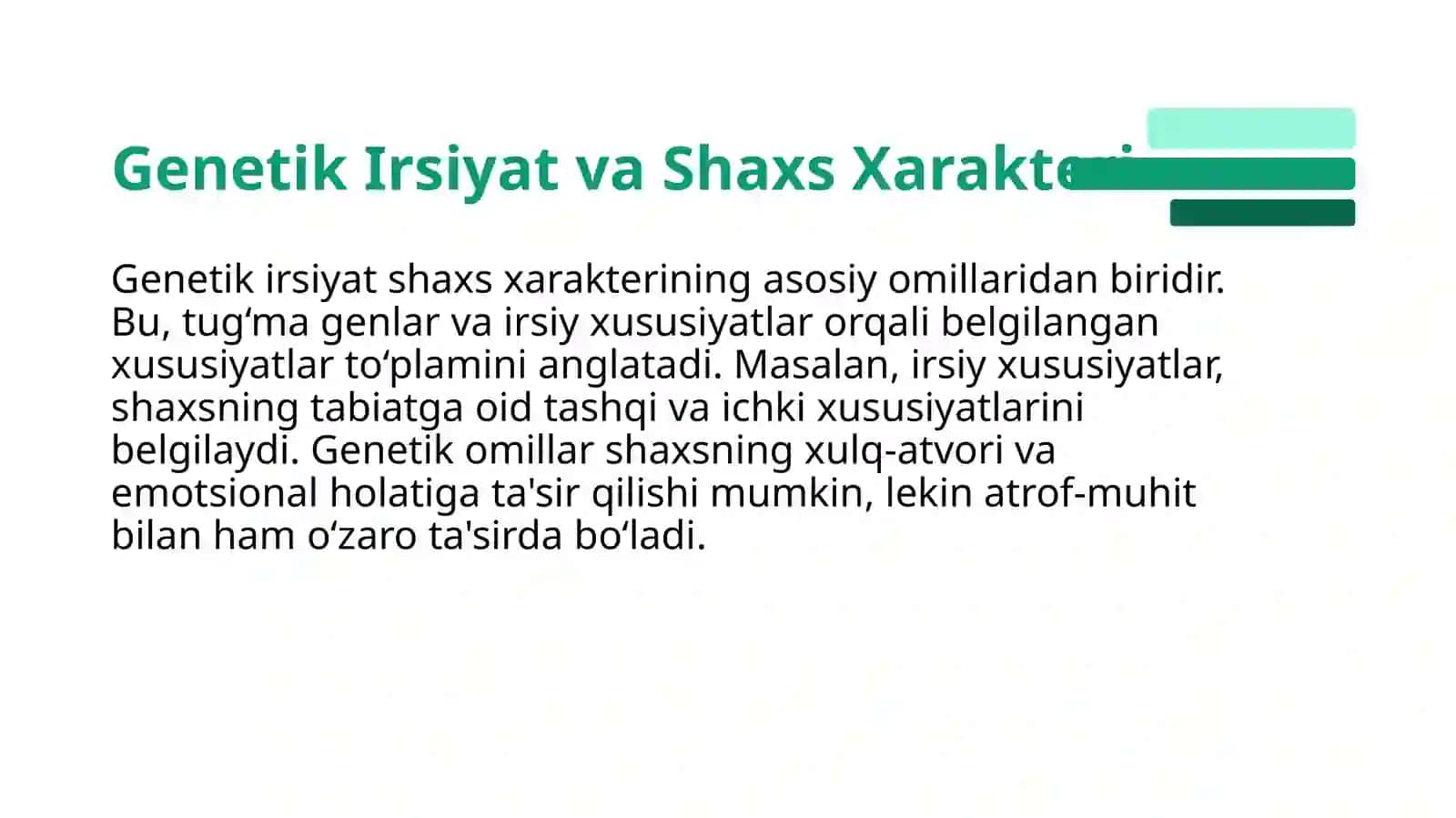 Genetik Irsiyat va Shaxs Xarakteri 3