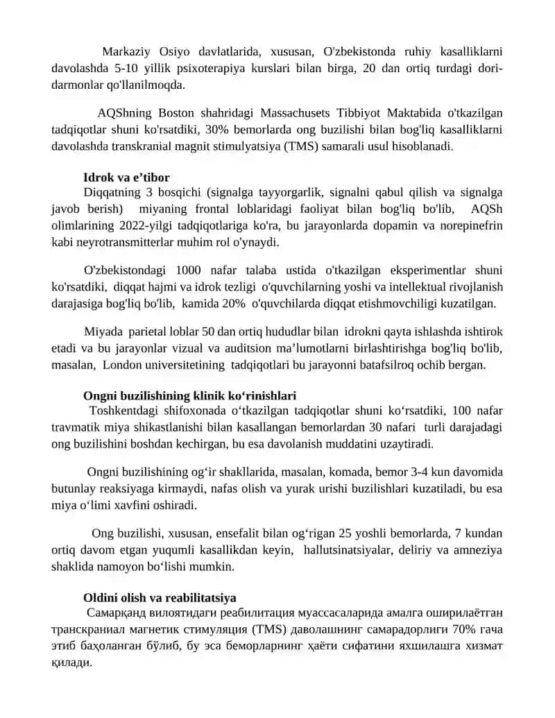 Ruhiy jarayonlar ong va uning xususiyatlari ong turli kasalliklarda buzulishi 3