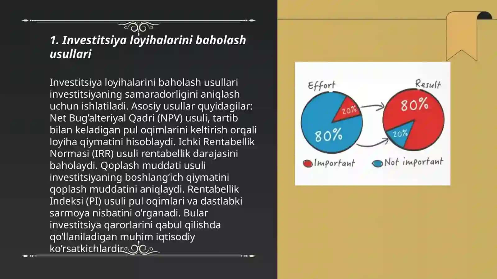 Investitsiya loyihalarini baholash usullari 3