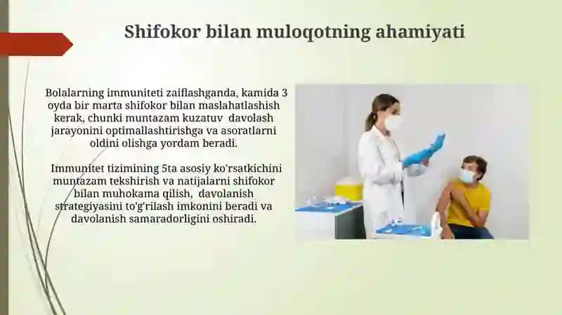 Immunalogiya uzoq muddatli davolanishda bolanlarga ta'lim 3