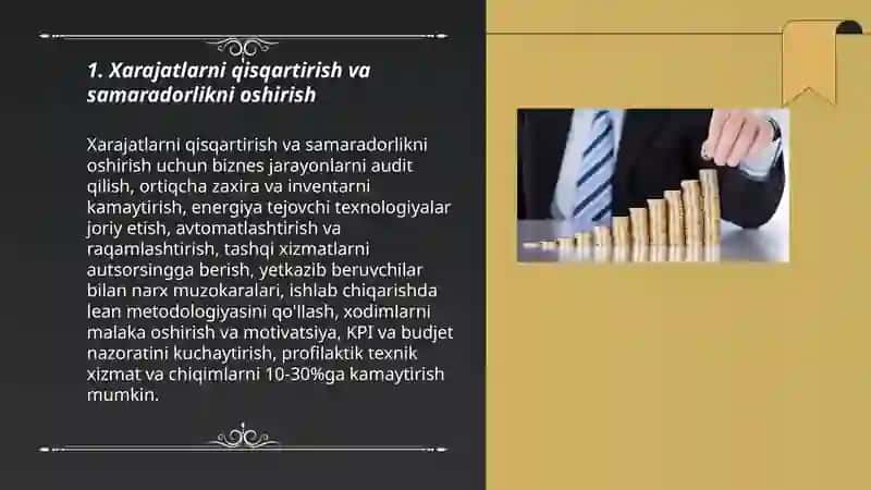 Xarajatlarni qisqartirish va samaradorlikni oshirish 3