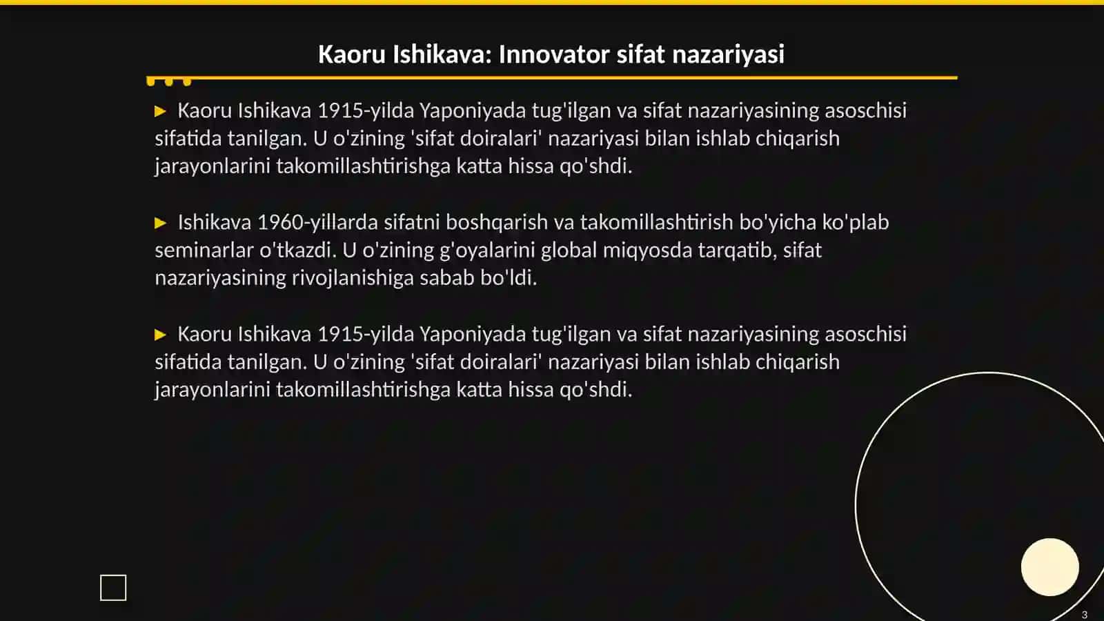 Kaoru Ishikava va Yapon sifat doiralari nazariyasi 3