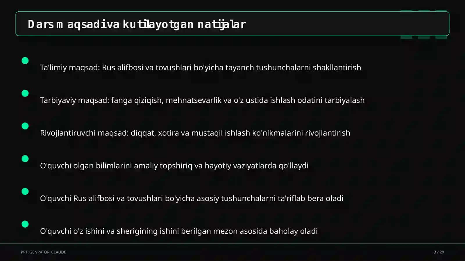Rus alifbosi va tovushlari (2-sinf) 3