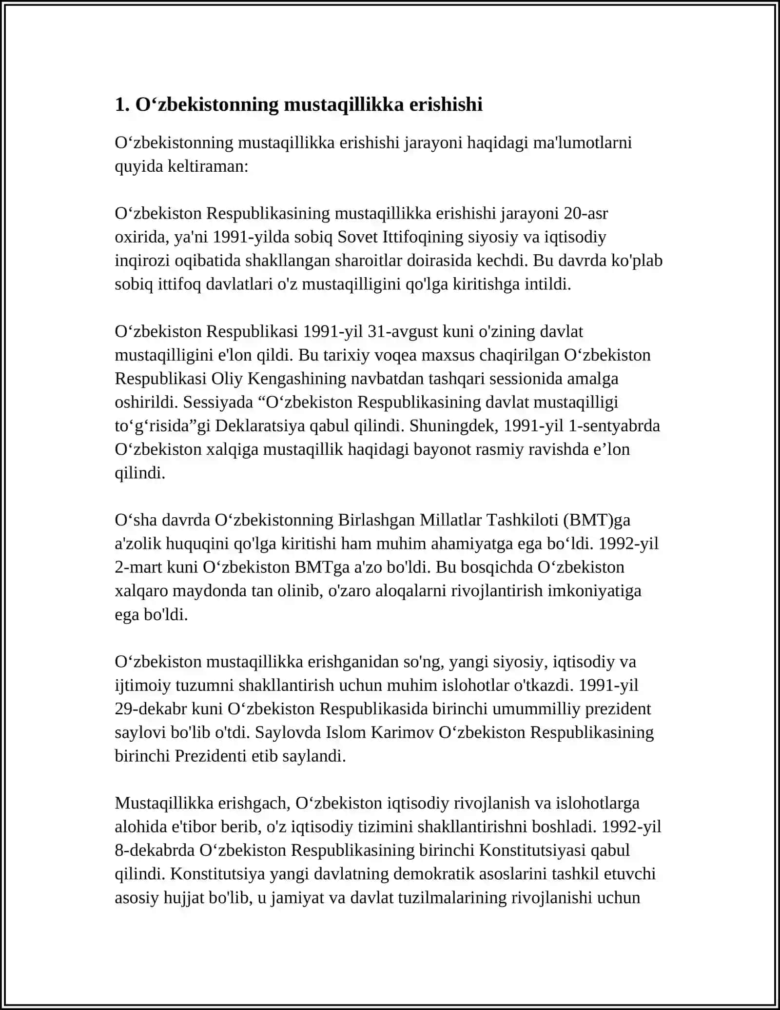 OʻZBEKISTON MUSTAQIL DAVLAT 3