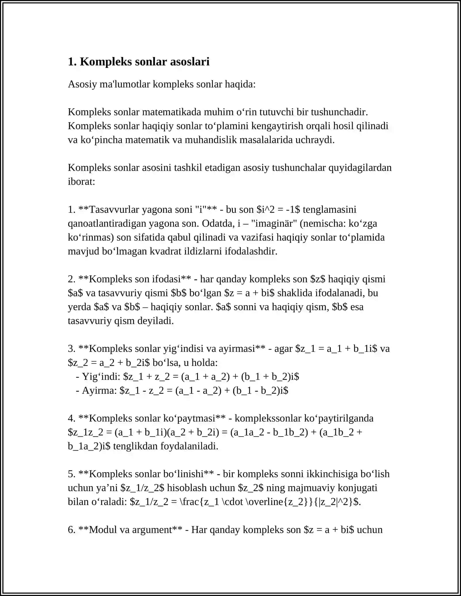 KOMPLEKS SONLAR 3