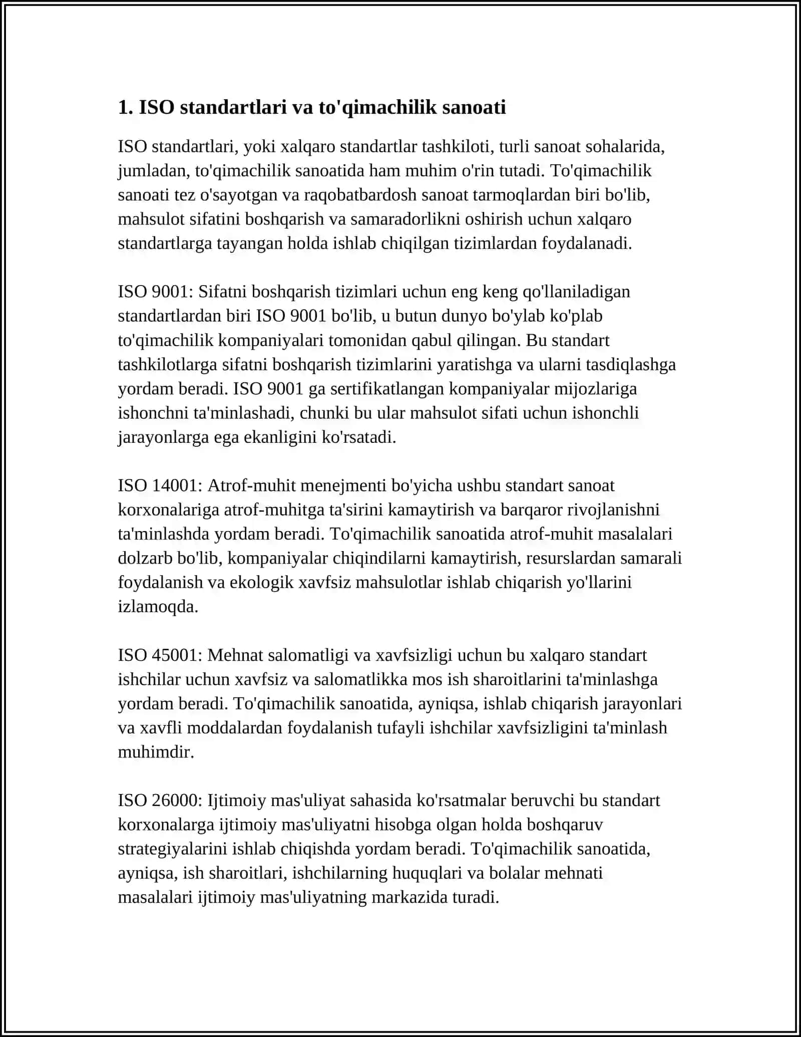 MUSTAQIL ISH Mavzu: ISO VA GOST TO'QIMACHILIK SANOATIDA 3