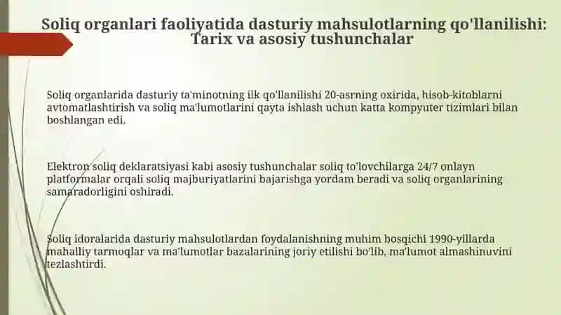 Soliq organlari faolyatida dasturiy mahsullarning qoʻllanilishi 3