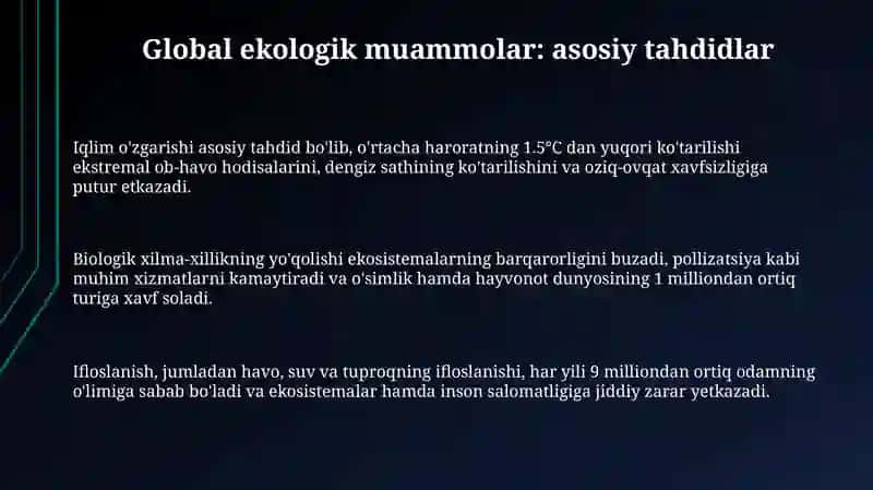 Global Ekologik Muammolar va ularni Innovatsion Yechimi 3