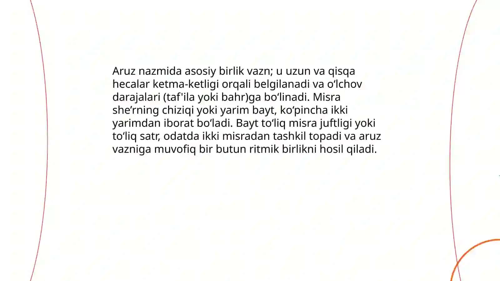 Aruz vanining asosiy birliklari 3
