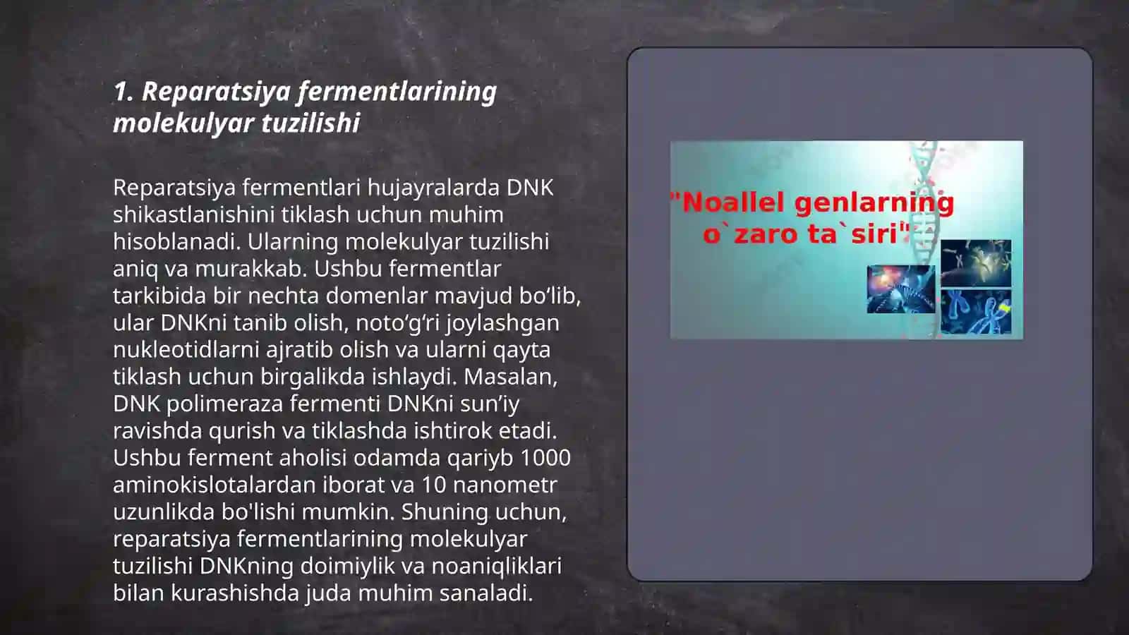 Reparatsiya fermentlari faoliyatining xilma-xilligi 3