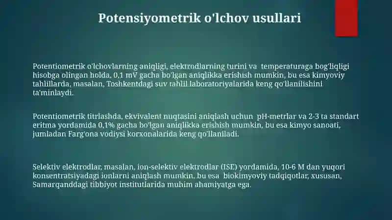 Potensiometriyaning nazariy asoslari 3