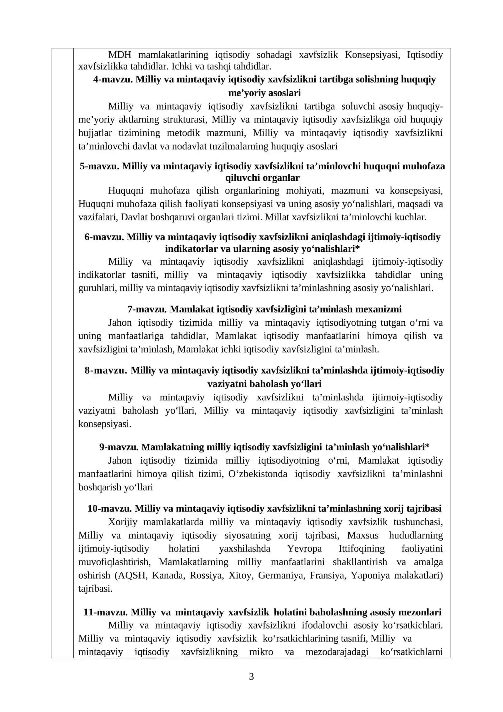 MILLIY VA MINTAQAVIY IQTISODIY XAVFSIZLIK 3