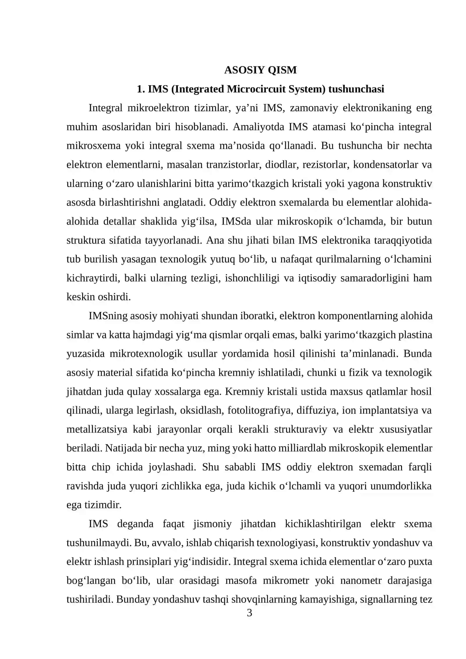 IMS tayyorlash texnologiyasi. IMS aktiv va passiv elementlari 3