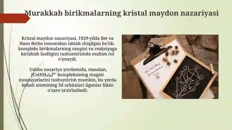 Kompleks birikma nazariyalari va nomenklaturasi 3