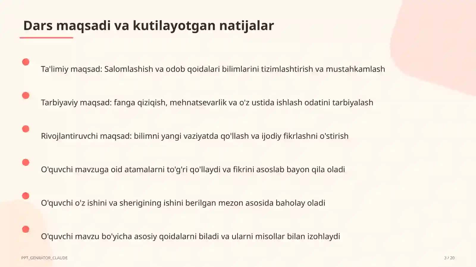 Salomlashish va odob qoidalari (1-sinf) 3
