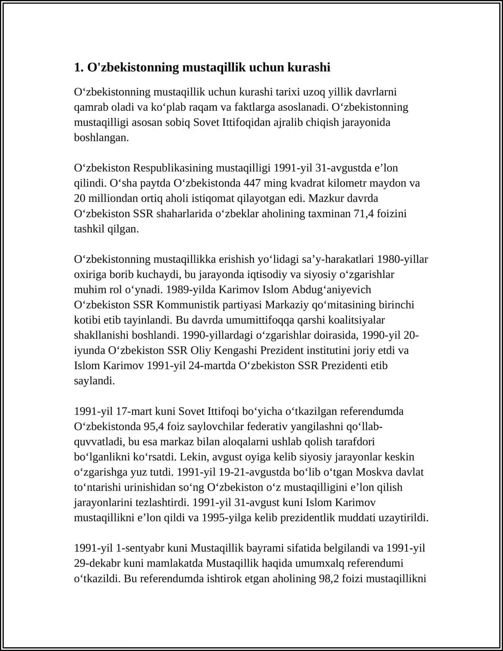 O'ZBEKISTON MUSTAQILLIK ARAFASIDA 3