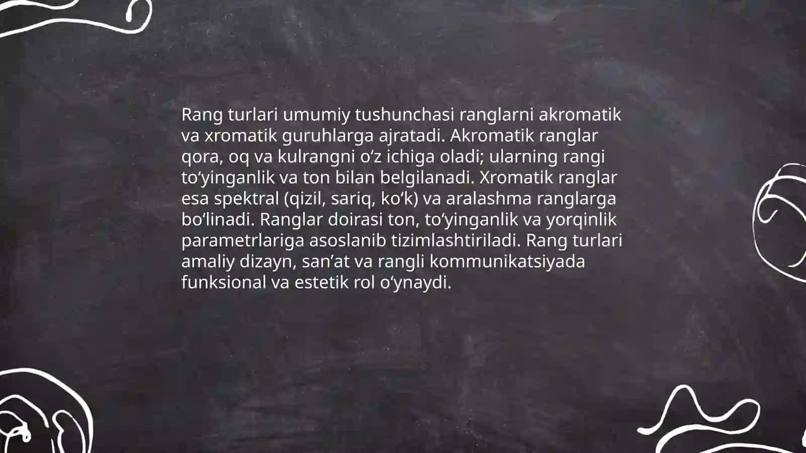Rang turlari.Akromatik va xromatik ranglar.Ranglar doirasi 3
