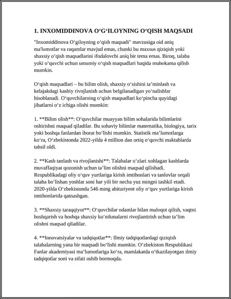 INXOMIDDINOVA O‘G‘ILOY 4-KURS 21.106-GURUH 3