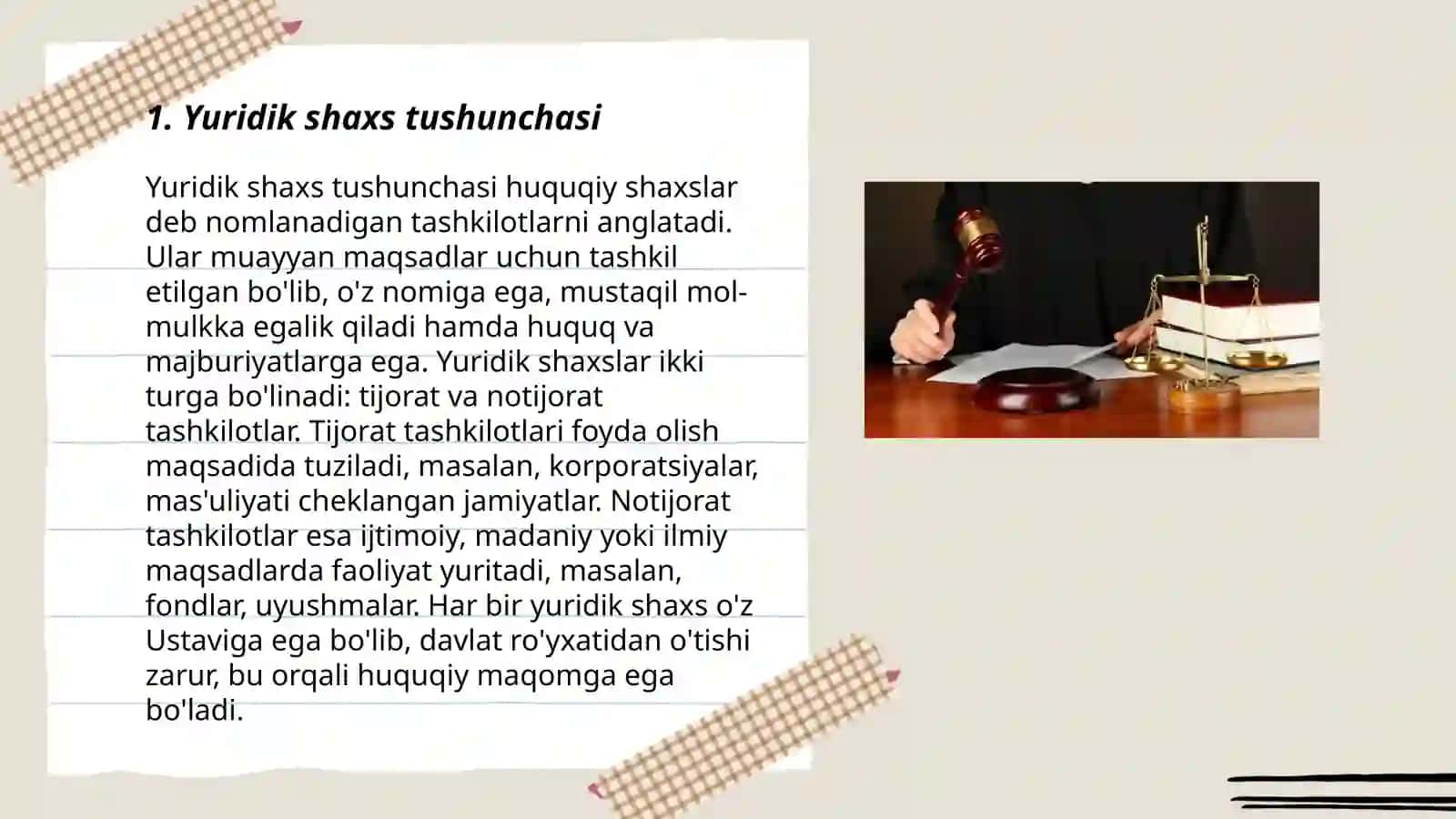 Yuridik shaxs tushunchasi belgilari va turlari 3