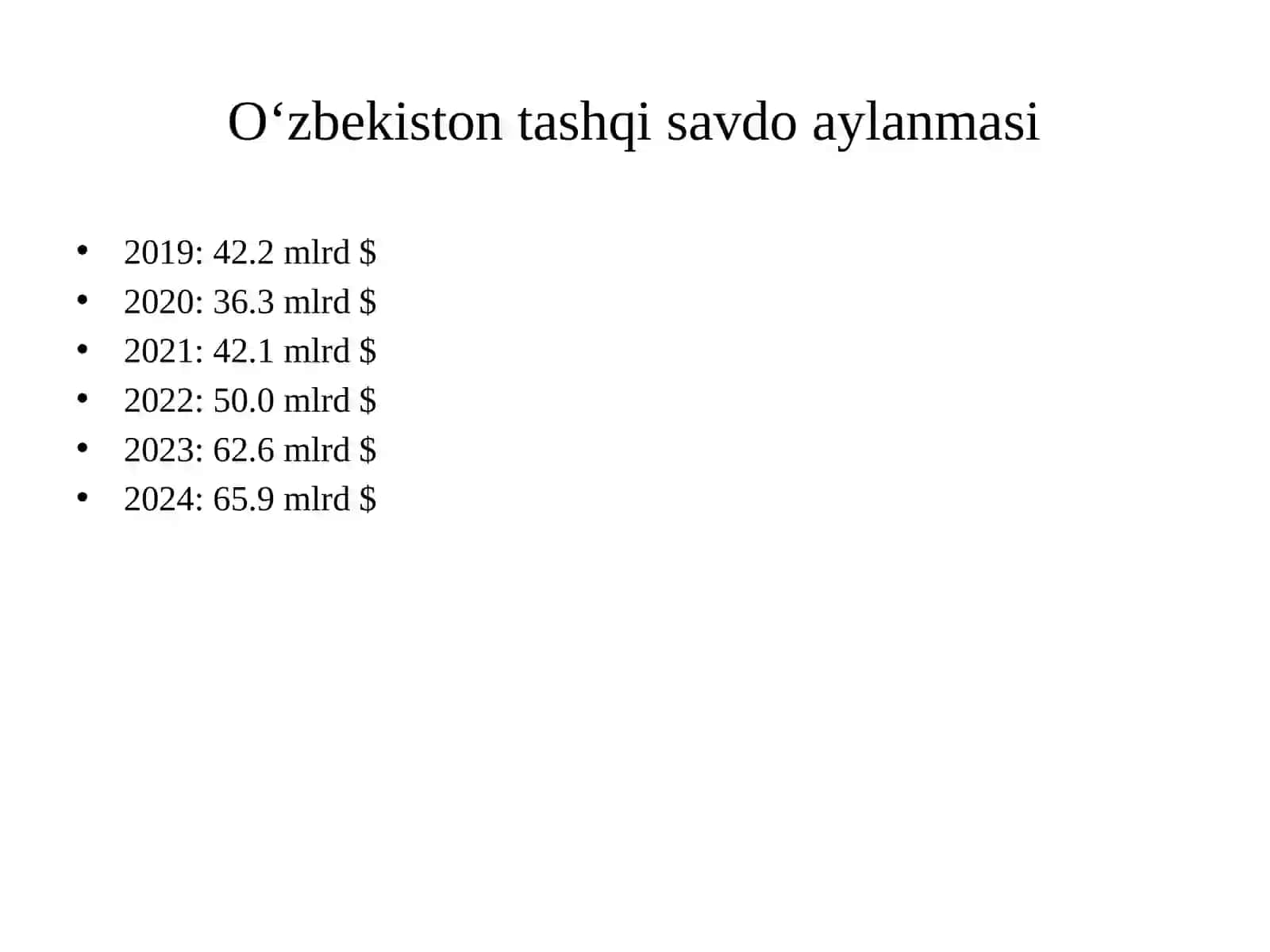 Oʻzbekistonda tashqi savdo munosabatlari rivojlanish tendensiyalari 3