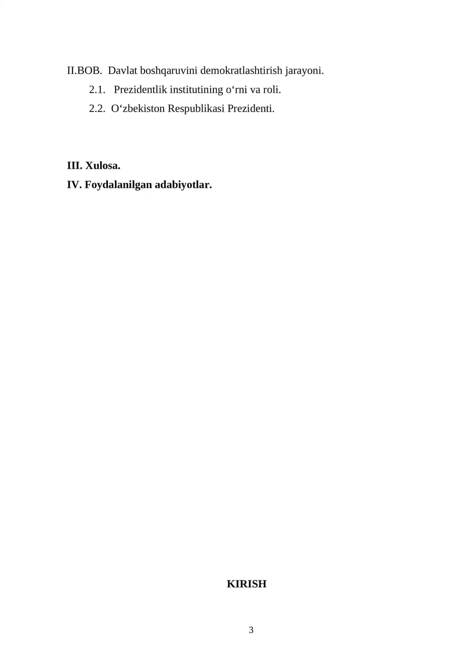 Davlat hokimyati va boshqaruvini demokratlashtirish jarayonida Prezidentlik instituti o‘rni va roli 3