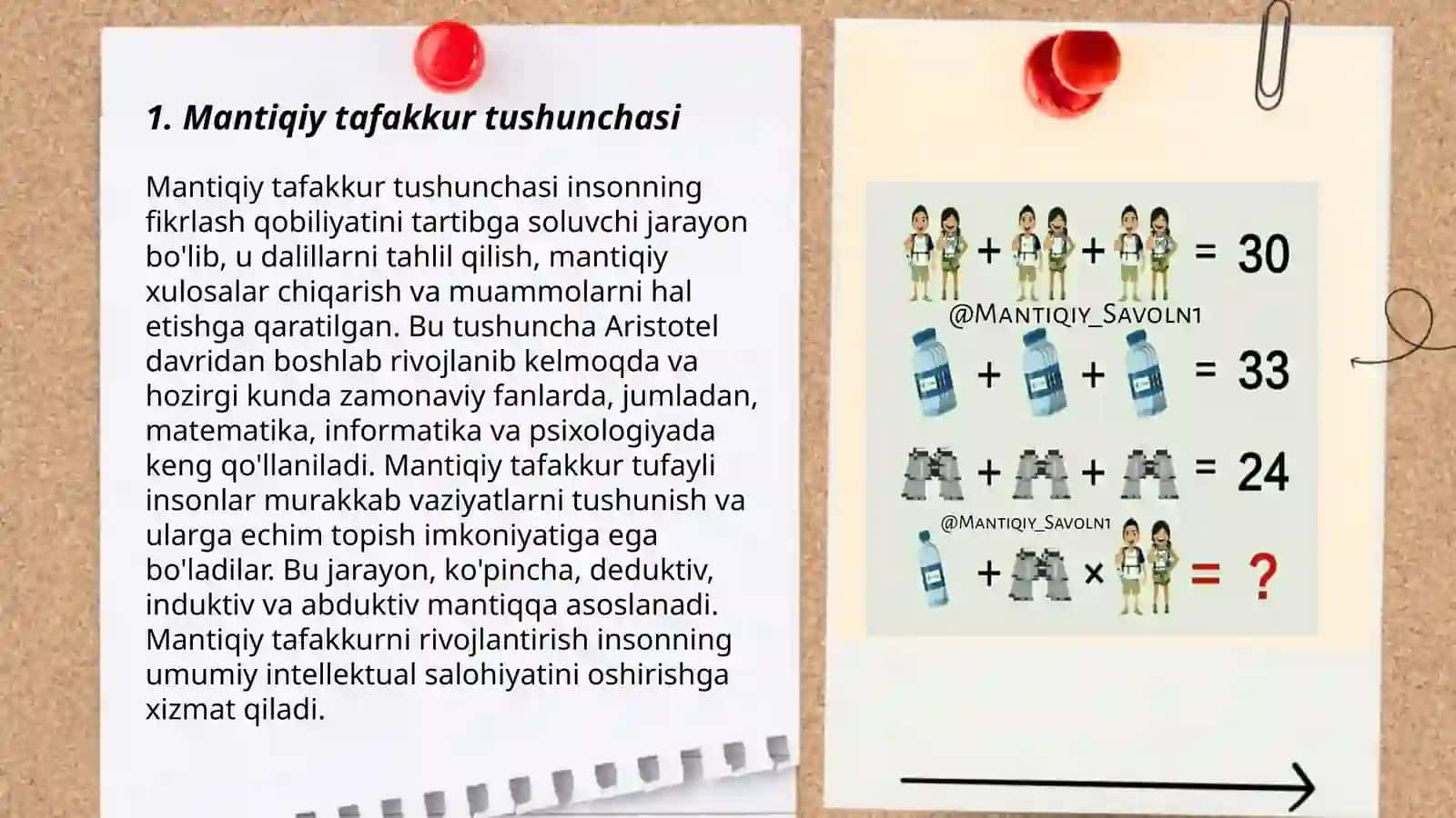 Mantiqiy fikrlashga oid masalalar ustida ishlash 3